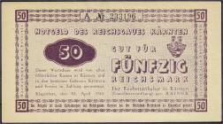 Banknoten
Die deutschen Banknoten ab 1871 nach Rosenberg
Deutsches Reich, 1871-1945
Reichsgau Kärnten: 50 Reichsmark 15.4.1945. Serie A. III, selte...