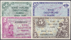 Banknoten
Die deutschen Banknoten ab 1871 nach Rosenberg
Westliche Besatzungszonen und BRD, ab 1948
4 Scheine zu 1/2, 1, 2 und 5 Mark Serie 1948. I...