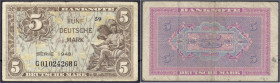 Banknoten
Die deutschen Banknoten ab 1871 nach Rosenberg
Westliche Besatzungszonen und BRD, ab 1948
5 Deutsche Mark Austauschnote, Serie 1948. Kenn...