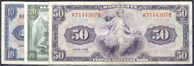 Banknoten
Die deutschen Banknoten ab 1871 nach Rosenberg
Westliche Besatzungszonen und BRD, ab 1948
3 Scheine: 10, 20 und 50 Deutsche Mark, Serie 1...