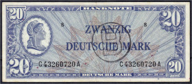 Banknoten
Die deutschen Banknoten ab 1871 nach Rosenberg
Westliche Besatzungszonen und BRD, ab 1948
20 Deutsche Mark (Liberty) o.D. (1948). Mit B-S...