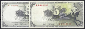 Banknoten
Die deutschen Banknoten ab 1871 nach Rosenberg
Westliche Besatzungszonen und BRD, ab 1948
2 X 5 Deutsche Mark Normal- und Austauschnote 9...