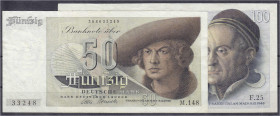 Banknoten
Die deutschen Banknoten ab 1871 nach Rosenberg
Westliche Besatzungszonen und BRD, ab 1948
2 Scheine: 50 und 100 Deutsche Mark Franzosensc...