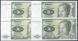 Banknoten
Die deutschen Banknoten ab 1871 nach Rosenberg
Westliche Besatzungszonen und BRD, ab 1948
4 X 5 Deutsche Mark Austauschnote 2.1.1960 Seri...