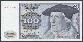 Banknoten
Die deutschen Banknoten ab 1871 nach Rosenberg
Westliche Besatzungszonen und BRD, ab 1948
100 Deutsche Mark 2.1.1960. Serie P/M. II. Rose...