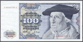 Banknoten
Die deutschen Banknoten ab 1871 nach Rosenberg
Westliche Besatzungszonen und BRD, ab 1948
100 Deutsche Mark Austauschnote 2.1.1960. Serie...