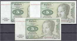 Banknoten
Die deutschen Banknoten ab 1871 nach Rosenberg
Westliche Besatzungszonen und BRD, ab 1948
3 X 5 Deutsche Mark incl. Austauschnote 2.1.197...