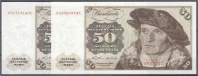 Banknoten
Die deutschen Banknoten ab 1871 nach Rosenberg
Westliche Besatzungszonen und BRD, ab 1948
2 X 50 Deutsche Mark 2.1.1970. Serien KA/A und ...