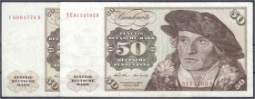 Banknoten
Die deutschen Banknoten ab 1871 nach Rosenberg
Westliche Besatzungszonen und BRD, ab 1948
2 X 50 Deutsche Mark Austauschnoten 2.1.1970. S...