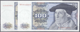 Banknoten
Die deutschen Banknoten ab 1871 nach Rosenberg
Westliche Besatzungszonen und BRD, ab 1948
2 X 100 Deutsche Mark 2.1.1970. Serien Q/L und ...