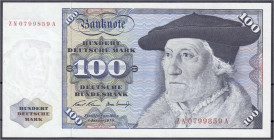Banknoten
Die deutschen Banknoten ab 1871 nach Rosenberg
Westliche Besatzungszonen und BRD, ab 1948
100 Deutsche Mark Austauschnote 2.1.1970. Serie...