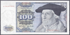 Banknoten
Die deutschen Banknoten ab 1871 nach Rosenberg
Westliche Besatzungszonen und BRD, ab 1948
100 Deutsche Mark Austauschnote 2.1.1970. Serie...