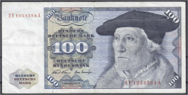 Banknoten
Die deutschen Banknoten ab 1871 nach Rosenberg
Westliche Besatzungszonen und BRD, ab 1948
100 Deutsche Mark Austauschnote 2.1.1970. Serie...