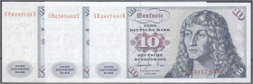 Banknoten
Die deutschen Banknoten ab 1871 nach Rosenberg
Westliche Besatzungszonen und BRD, ab 1948
3 X 10 Deutsche Mark incl. Austauschnote 1.6.19...