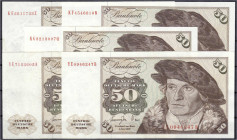 Banknoten
Die deutschen Banknoten ab 1871 nach Rosenberg
Westliche Besatzungszonen und BRD, ab 1948
5 X 50 Deutsche Mark incl. Austauschnoten 1.6.1...