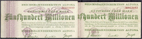 Banknoten
Deutsches Notgeld und KGL
Altona (Schleswig-Holstein)
Reichsbahndirektion, 500 Mio. Mark 1.10.1923 - 30.11.1923. Zeitgenössische Fälschun...