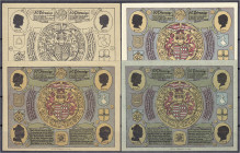 Banknoten
Deutsches Notgeld und KGL
Artern (Sachsen-Anhalt)
Bergwart, 4 Scheine zu 4 X 50 Pfg. 2.1.1921. I-II. Lindman 44.a.1,3,4 u. 5. Grab./Mehl ...