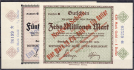Banknoten
Deutsches Notgeld und KGL
Bernburg (Sachsen-Anhalt)
2 Scheine Deutsche Solvay-Werke Aktien-Gesellschaft zu 1,05 u. 4,20 GMk 26.10.1923. W...