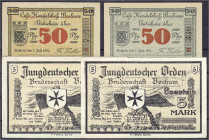 Banknoten
Deutsches Notgeld und KGL
Bochum (Westfalen)
4 Scheine: Cafe Handelshof, 2 X 50 Pfg. und Jungdeutscher Orden 2 X 5 Mark 1.7.1921 u. o.D. ...