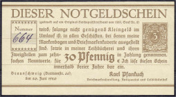 Banknoten
Deutsches Notgeld und KGL
Braunschweig (Niedersachsen)
Karl Pfankuch, Briefmarkenhandlung. 30 Pfg. 20.6.1920. II, selten. Lindman 149.2.6...