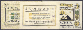Banknoten
Deutsches Notgeld und KGL
Bremen (Bremen)
Theo Schmetz, Restaurant "Zum Mond". 3 X 75 Pfg. o.J. II-III, sehr selten. Lindman 169A3,B.1,C.