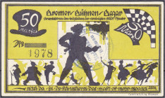 Banknoten
Deutsches Notgeld und KGL
Bremen (Bremen)
50 Mark, Bremer Bühnen Bazar, 15.-16.2.1922. KN unter Raster. Mit Rundstempel. II-, sehr selten...