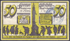Banknoten
Deutsches Notgeld und KGL
Bremen (Bremen)
50 Mark, Bremer Bühnen Bazar, 15.-16.2.1922. KN. 466 unter Raster. Mit Rundstempel auf Rs. III-...