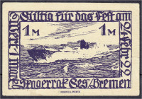 Banknoten
Deutsches Notgeld und KGL
Bremen (Bremen)
1 Mark: U-Boot, Skagerrak-Gesellschaft. Für das Fest am 24.2.1992. III, kl. Einriss, selten. Li...