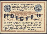 Banknoten
Deutsches Notgeld und KGL
Hörde (Westfalen)
50 Pf. F. Cuppring, 1.10.1921. Scherzschein. I-, selten. Lindman 597.