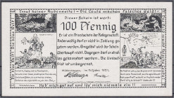Banknoten
Deutsches Notgeld und KGL
Hüttenhausen (Rheinland)
100 Pfg. 1921, Kollegenschaft. Rs. mit gelbem Unterdruck. I-II, selten. Lindman 618.2....