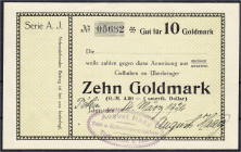 Banknoten
Deutsches Notgeld und KGL
Idar-Tiefenstein (Rheinland)
August Haag, Edel- und Halbedelsteinschleiferei, 10 GMk 14.3.24. Wz. Streifen und ...