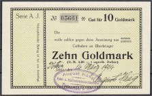 Banknoten
Deutsches Notgeld und KGL
Idar-Tiefenstein (Rheinland)
August Haag, Edel- und Halbedelsteinschleiferei, 10 GMk 14.3.24. Wz. Streifen und ...
