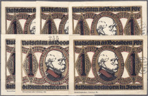 Banknoten
Deutsches Notgeld und KGL
Jever (Oldenburg)
6 X 1 Mark Bismarckturm o.D. 2 X mit ovalem Stempel "Jever Getreuen Umtrunk April 1922" und 1...