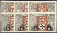 Banknoten
Deutsches Notgeld und KGL
Kiel (Schleswig Holstein)
6 Scheine: Jungdeutscher Orden, o.D. 50 und 75 Pf., 1, 1.50, 2 und 3 Mark. II, selten...