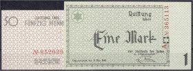 Banknoten
Deutsches Notgeld und KGL
Litzmannstadt (Polen)
Ghetto, der älteste der Juden, 2 Scheine: Quittung über 50 Pfg. und 1 Mark 15. Mai 1940. ...