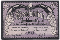 Banknoten
Deutsches Notgeld und KGL
Magdeburg (Sachsen)
Tuchhandelsgesellschaft G.m.b.H, 5 % Rabatt 1921. II-III, selten. Lindman 833A.