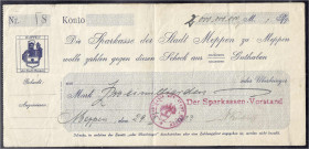 Banknoten
Deutsches Notgeld und KGL
Meppen (Hannover)
Der Sparkassen Vorstand, 2 Mrd. Mark 29.10.1923. Nicht im Keller gelistet. III-IV, kl. Einris...