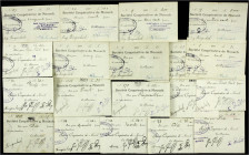 Banknoten
Deutsches Notgeld und KGL
Moosch (Elsass)
Société Coopérative de Moosch, 19 Scheine o.D. Vordrucke in franz. Sprache, handschr. ausgefüll...