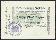 Banknoten
Deutsches Notgeld und KGL
Neubrandenburg (Mecklenburg-Vorpommern)
50 Pfund Roggen 17.12.23. Papier mattgrün, Wertzeile 68 mm, Garbe 70 mm...