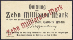 Banknoten
Deutsches Notgeld und KGL
Norden (Hannover)
Städt. Gaswerk, 10 Mrd. Mark Überdruck auf 10 Mio. Mark o.D. Ohne Wz. Nicht im Keller. I-II, ...