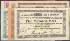 Banknoten
Deutsches Notgeld und KGL
Nordenham (Oldenburg)
Norddeutsche Seekabelwerke AG 20.8.1923. Gutscheine zu 100, 200, 2 X 500 Tsd., 2 X 1, 2 X...