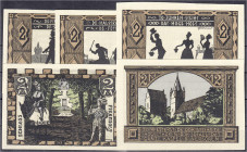 Banknoten
Deutsches Notgeld und KGL
Westerstede (Oldenburg)
Stahlhelm: 5 X 2 Mark 1922. Alle Bilder komplett. I-II, einmal kl. Einriss, selten. Lin...