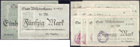 Banknoten
Deutsches Notgeld und KGL
Wilhelmshaven (Oldenburg)
14 Scheine der Stadt o.D. 12 X 20 (davon 4 Stück gestempelt), 1 X 50 und 1 X 100 Mark...