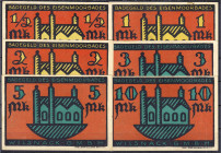 Banknoten
Deutsches Notgeld und KGL
Wilsnack (Brandenburg)
6 Scheine: Eisenmoorbad Wilsnack G.m.b.H. o.D. 1/2, 1, 2, 3, 5 und 10 Mark. Ohne Stempel...
