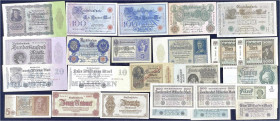 Banknoten
Lots
Deutschland
Reichsbanknoten: Sammlung von ca. 423 Scheinen in 2 Alben ab 1898 bis 1945. Inflation bis 2 Bio. Mark, div. Scheine mit ...