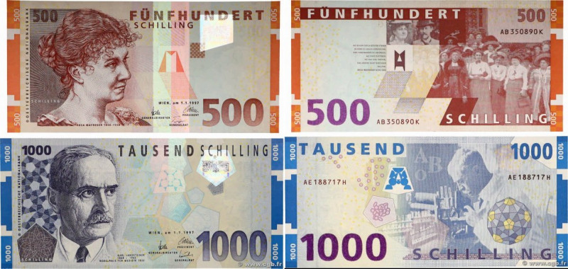 Country : AUSTRIA 
Face Value : 500 et 1000 Schilling Lot 
Date : 01 janvier 199...