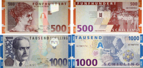 Country : AUSTRIA 
Face Value : 500 et 1000 Schilling Lot 
Date : 01 janvier 1997 
Period/Province/Bank : République, Banque Nationale autrichienne 
C...