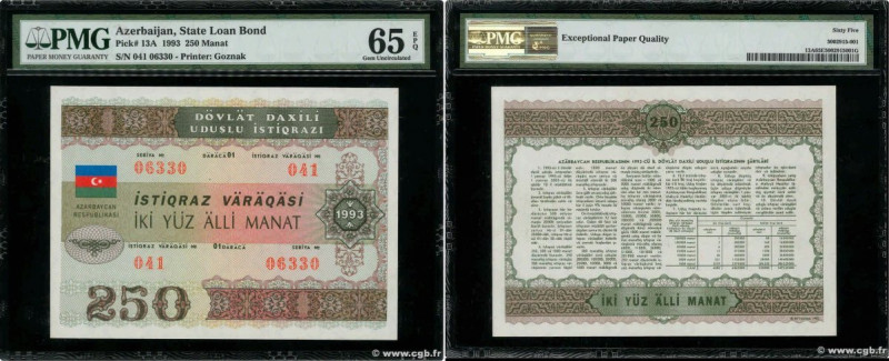 Country : AZERBAIJAN 
Face Value : 250 Manat  
Date : 1993 
Period/Province/Bank...