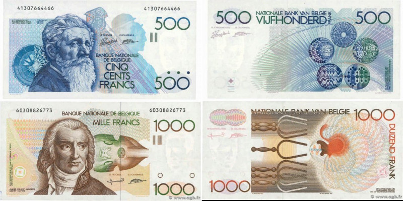 Country : BELGIUM 
Face Value : 500 et 1000 Francs Lot 
Date : (1980-1998) 
Peri...