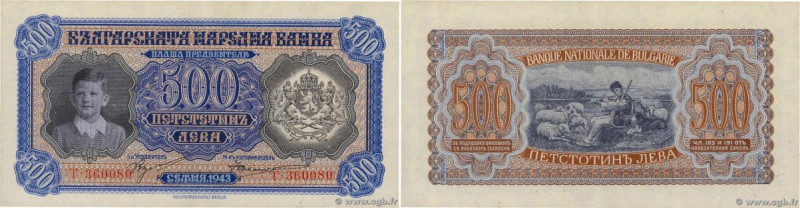 Country : BULGARIA 
Face Value : 500 Leva  
Date : 1943 
Period/Province/Bank : ...